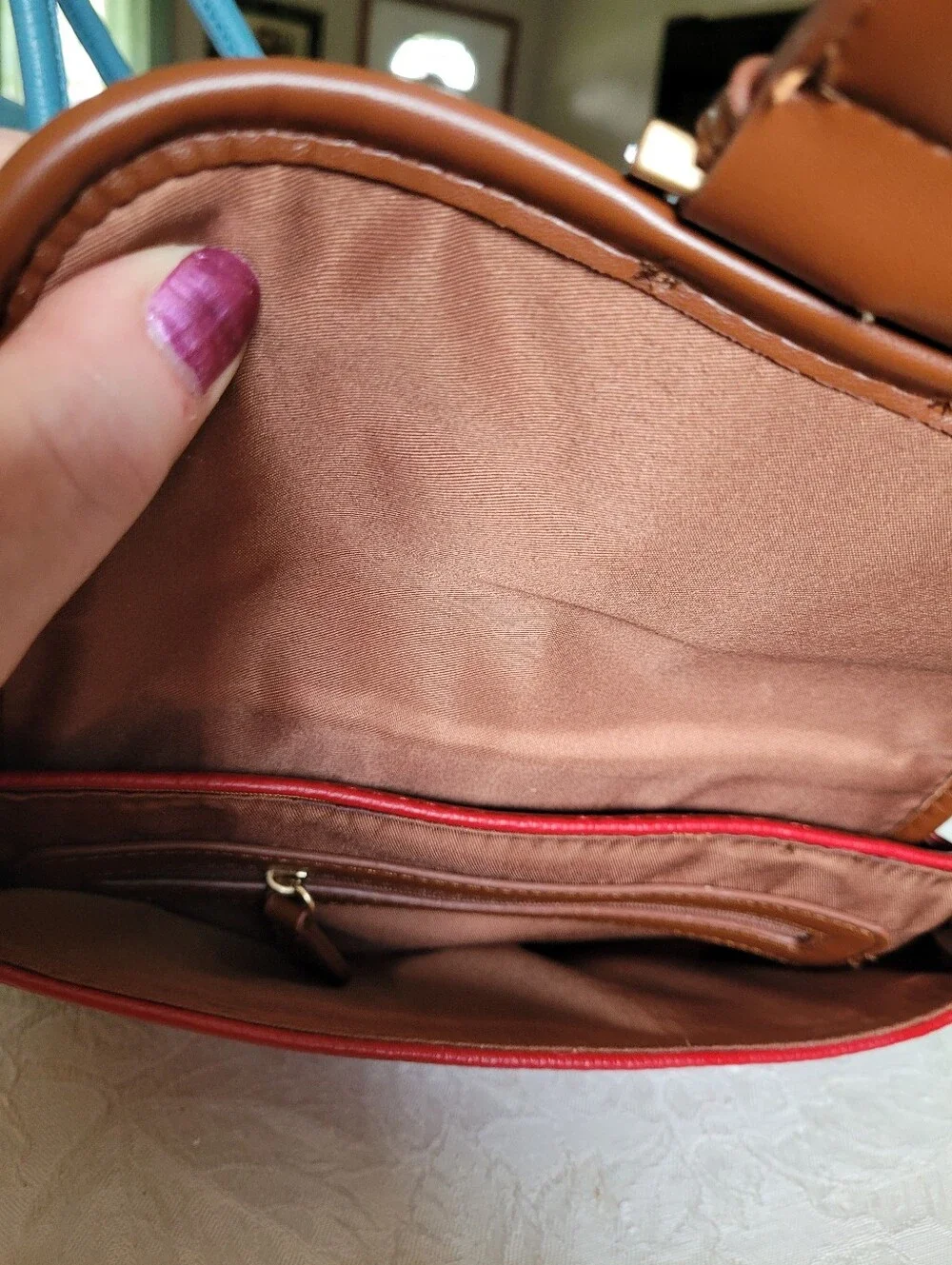 Red Pebble Leather Shoulder Strap